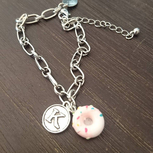 Baking Bracelet - Donut Charm + Your Initial