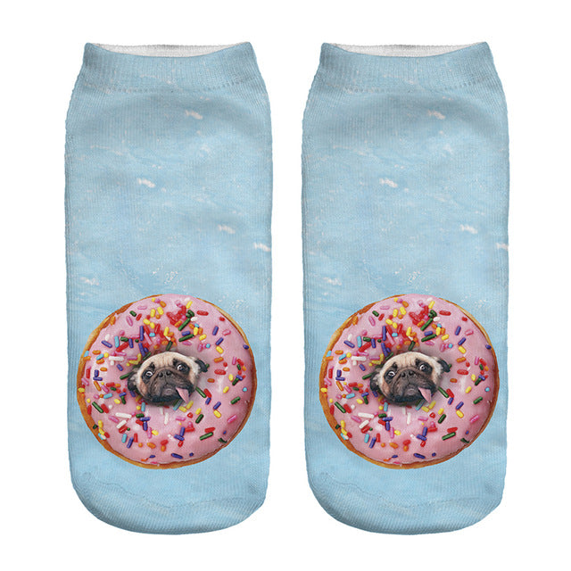Donut Pugs Novelty Ankle Socks