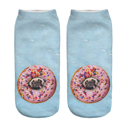 Donut Pugs Novelty Ankle Socks