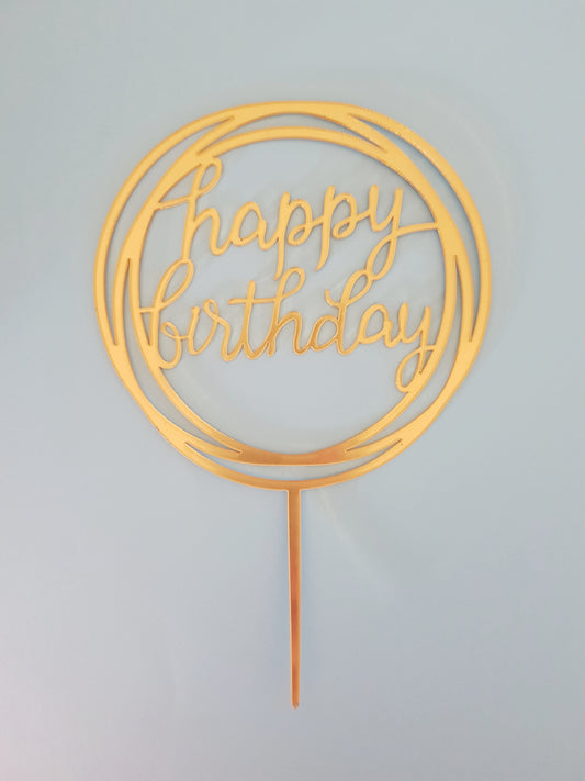 Round Happy Birthday Acrylic Cake Topper