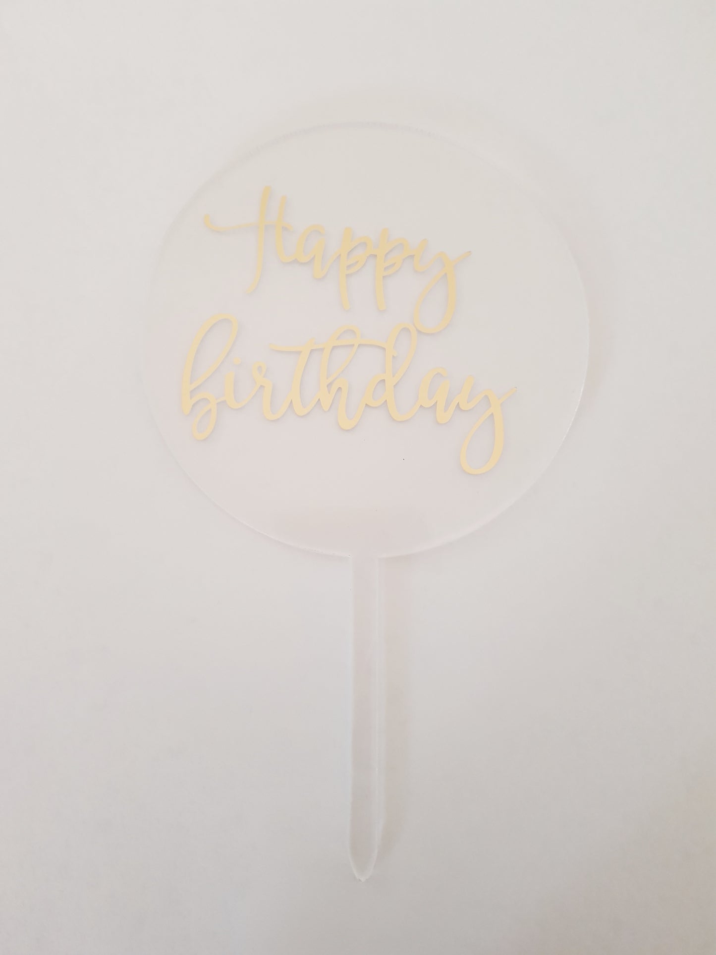 Round Script Happy Birthday Acrylic Cake Topper