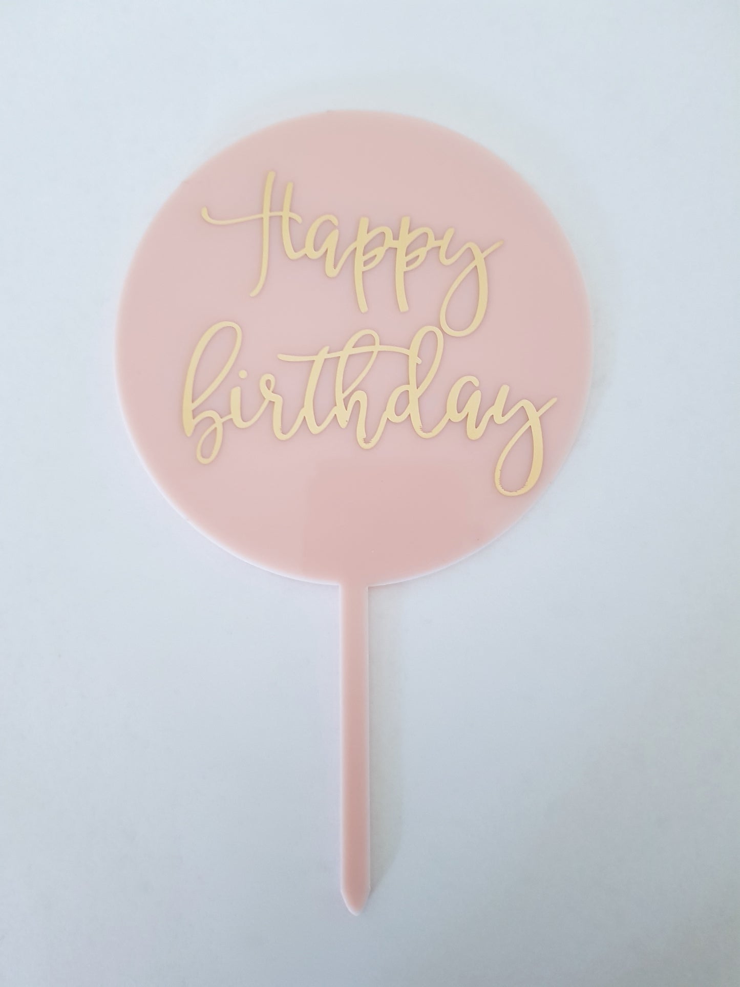 Round Script Happy Birthday Acrylic Cake Topper