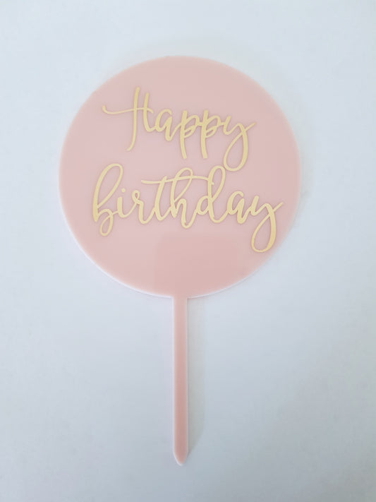 Round Script Happy Birthday Acrylic Cake Topper
