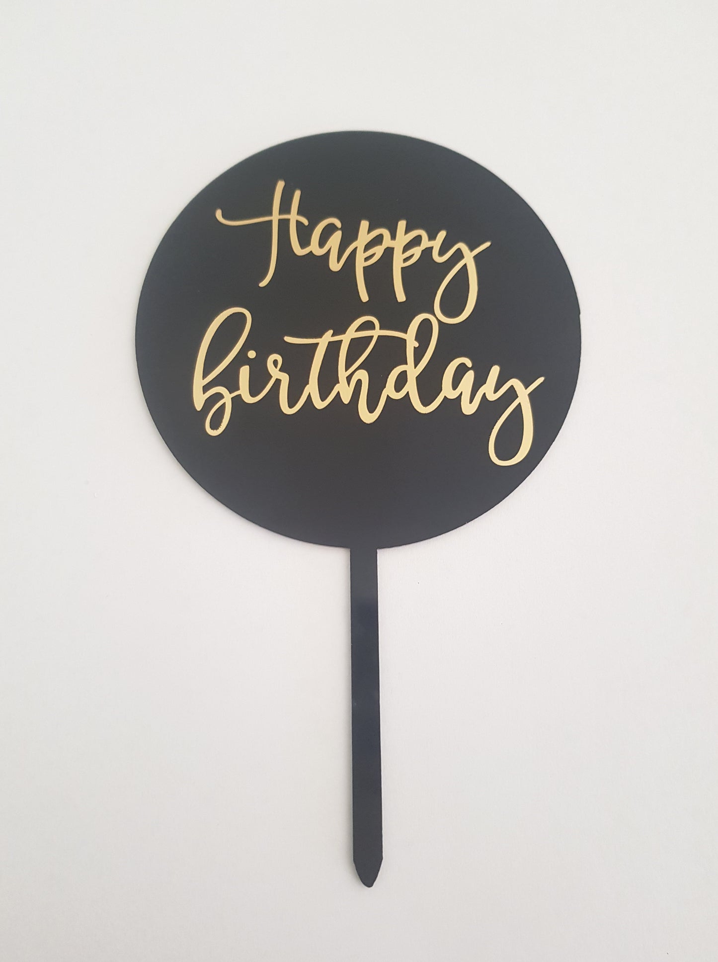 Round Script Happy Birthday Acrylic Cake Topper