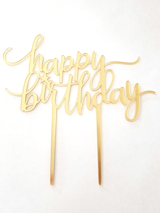 Happy Birthday Script Acrylic Cake Topper