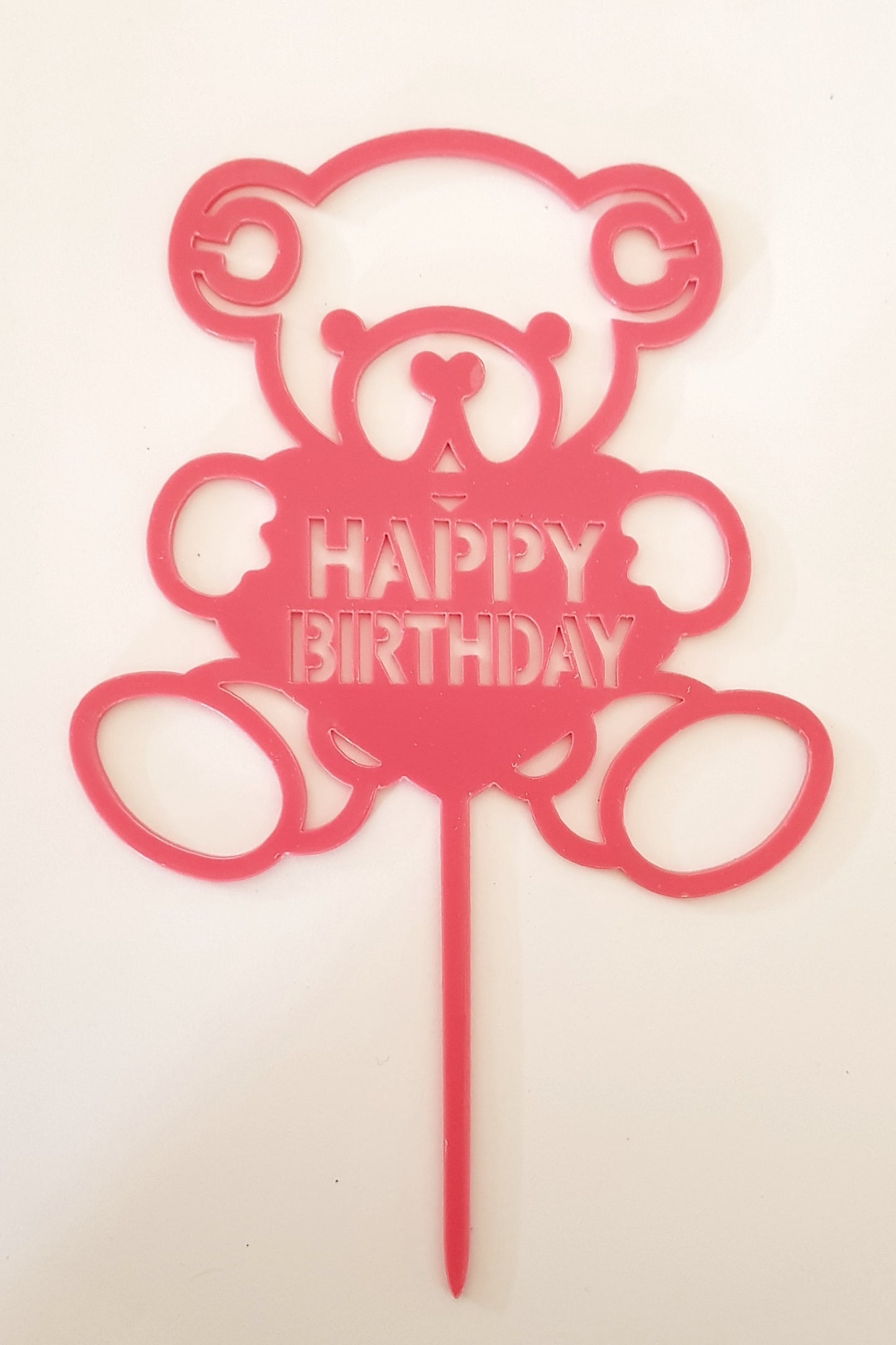 Happy Birthday Bear Acrylic Cake Topper