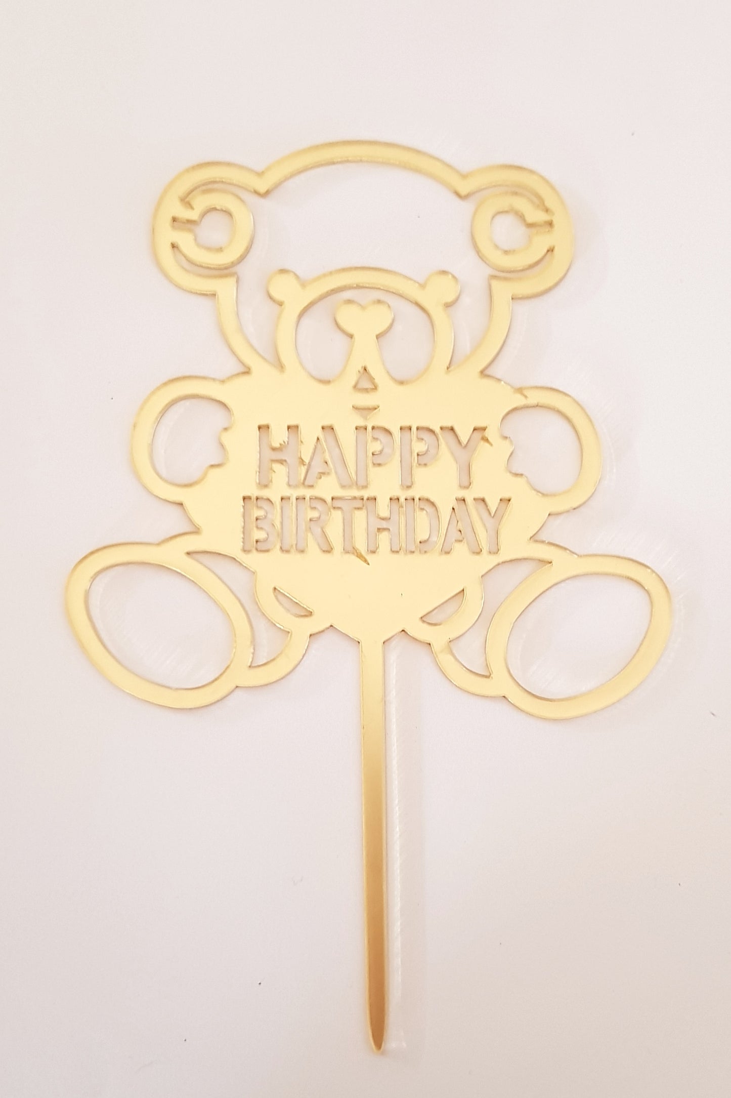 Happy Birthday Bear Acrylic Cake Topper