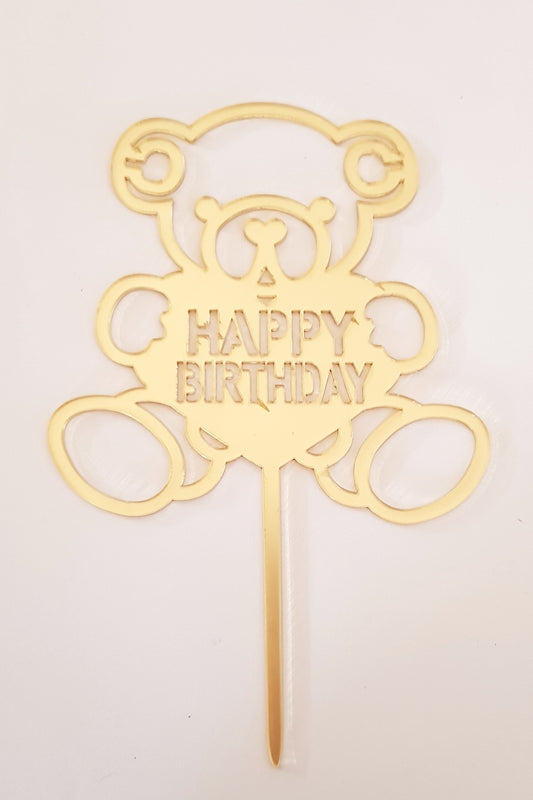Happy Birthday Bear Acrylic Cake Topper