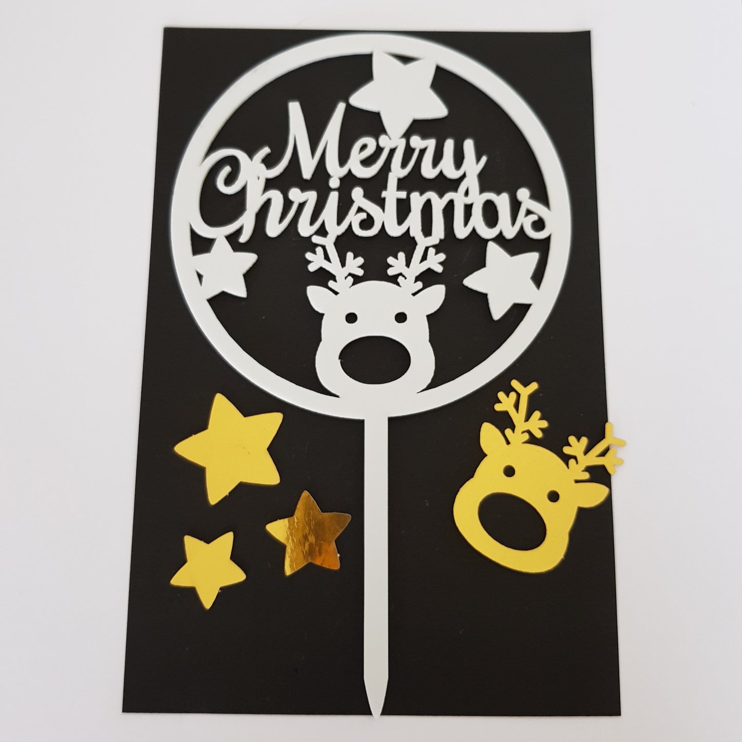 Merry Christmas/Rudolph Acrylic Cake Topper