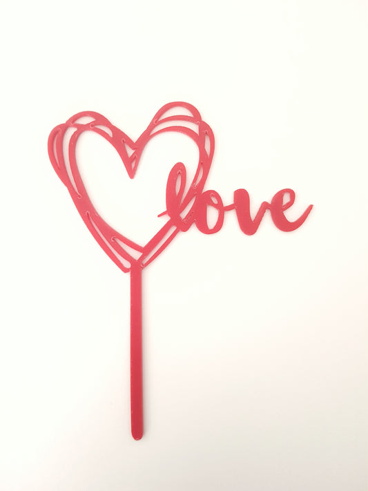 Scribble Heart/Love Valentines Cake Topper