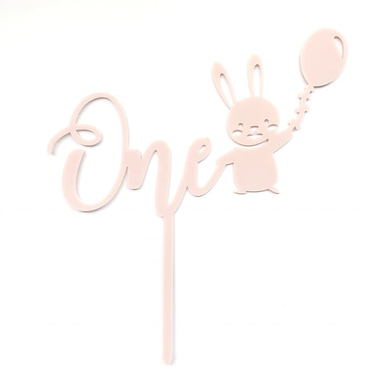 'One' Rabbit Acrylic Cake Topper