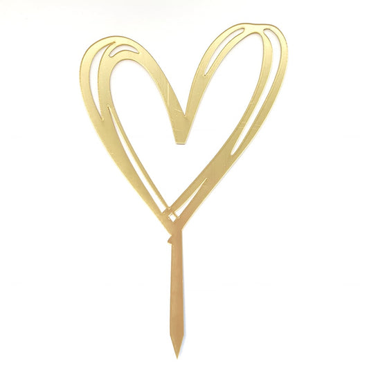 'Gold Heart' Acrylic Cake Topper