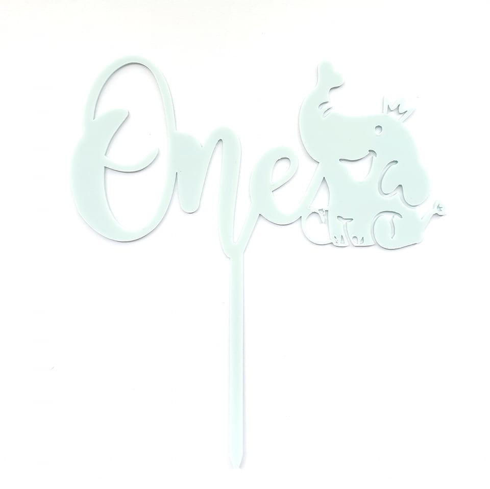 'One' Elephant Acrylic Cake Topper