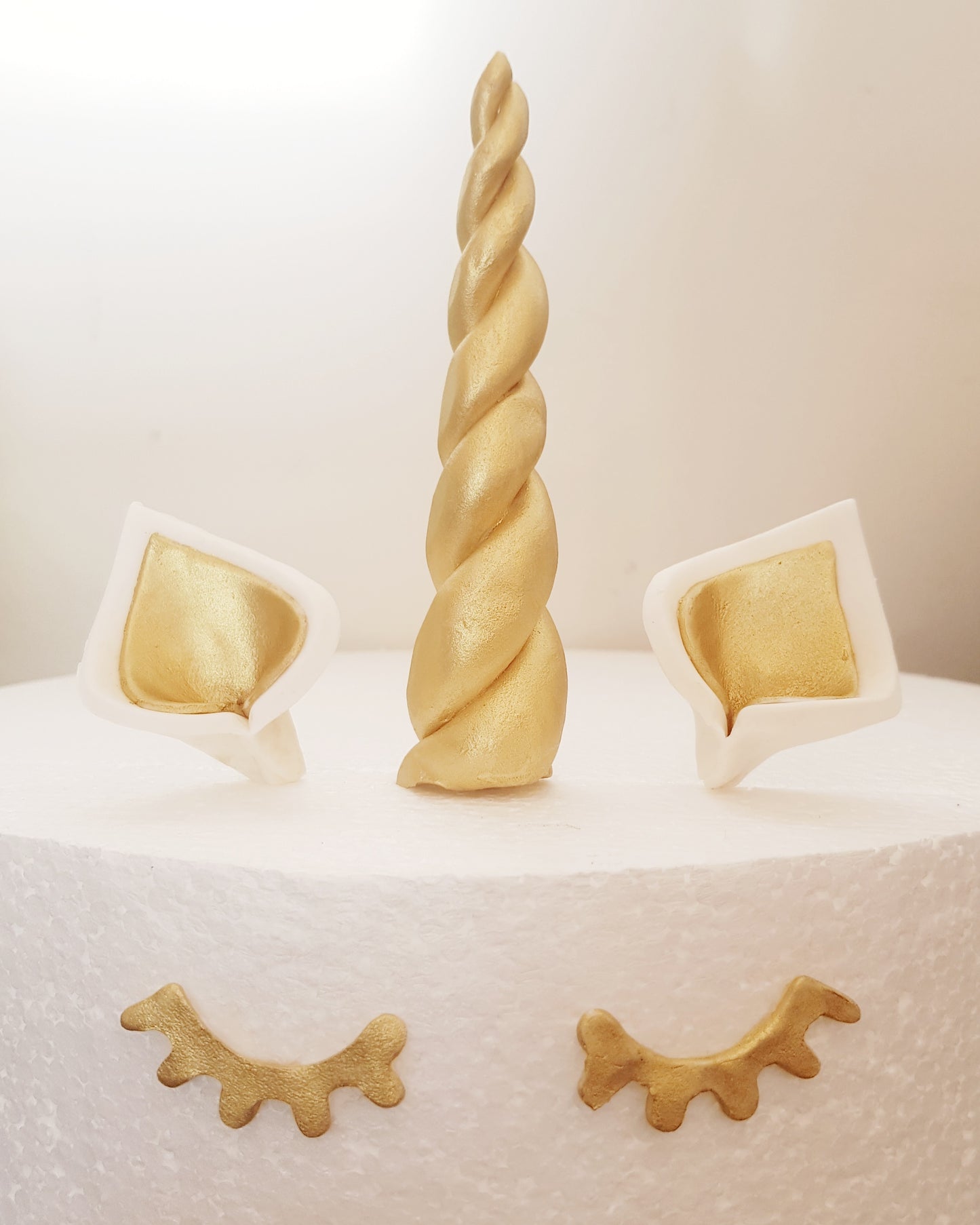 Unicorn Horn, Ears + Eyes Handmade Topper Set