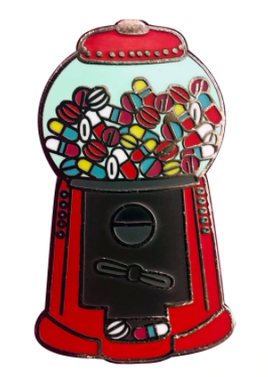 Enamel Gumball Machine Brooch/Badge
