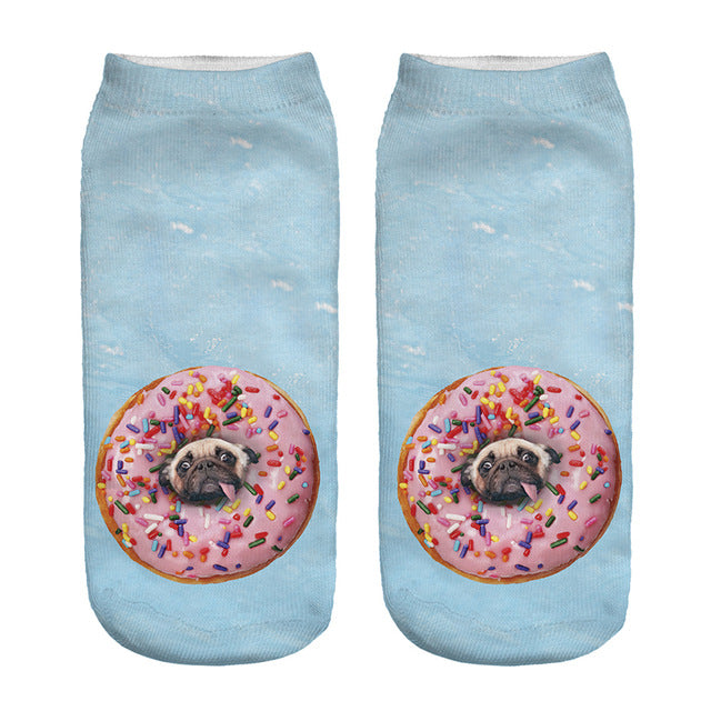 Donut Pugs Novelty Ankle Socks