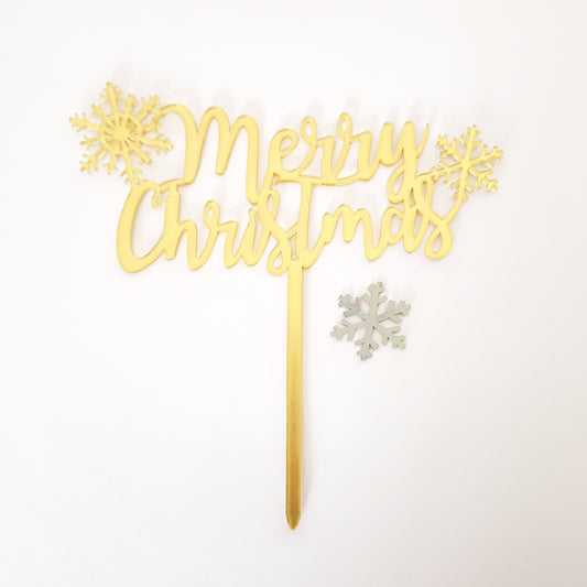 Merry Christmas/Snowflake Acrylic Cake Topper