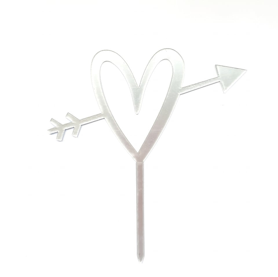 'An Arrow Through The Heart' Acrylic Cake Topper