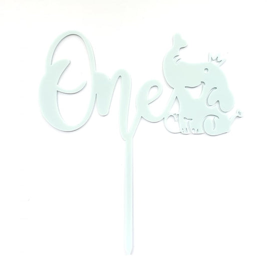 'One' Elephant Acrylic Cake Topper