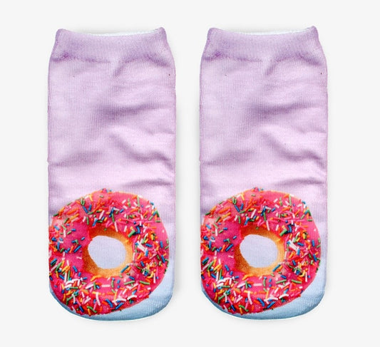 Pink Donuts Novelty Ankle Socks