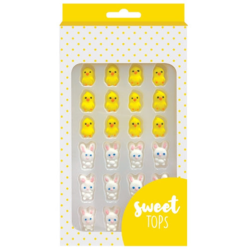 Sweet Tops | Easter Bunny + Chick Icing Decorations | 24 pack